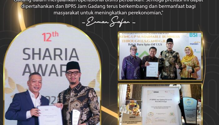 BPRS Bukittnggi Borong Tiga penghargaan Infobank Award dan Jadi Bank Syariah Terbaik Di Indonesia