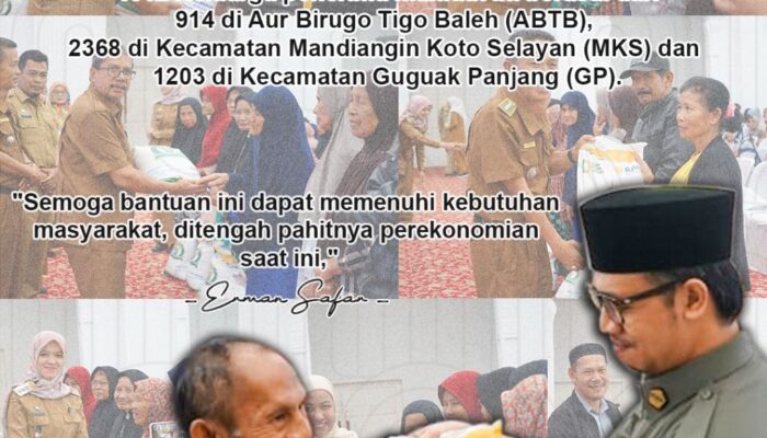 Wali Kota Bukittinggi Salurkan Bantuan Beras 10 Kg Untuk 4512 KPM