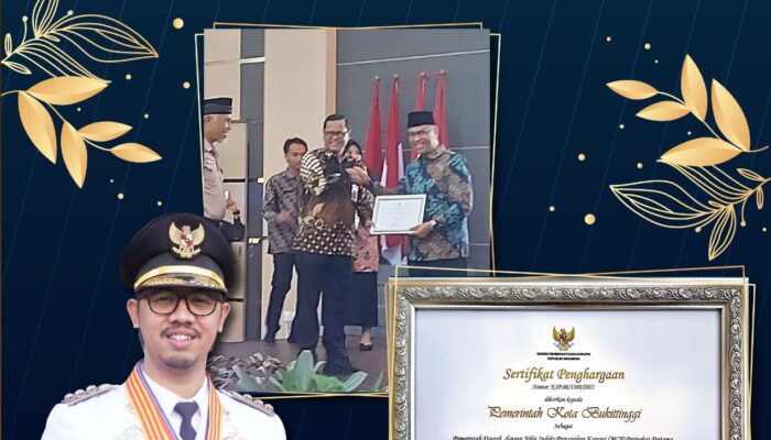 Dibawah Kepemimpinan Erman Safar, Bukittinggi Raih Peringkat Satu Indeks Pencegahan Korupsi MCP 2022.